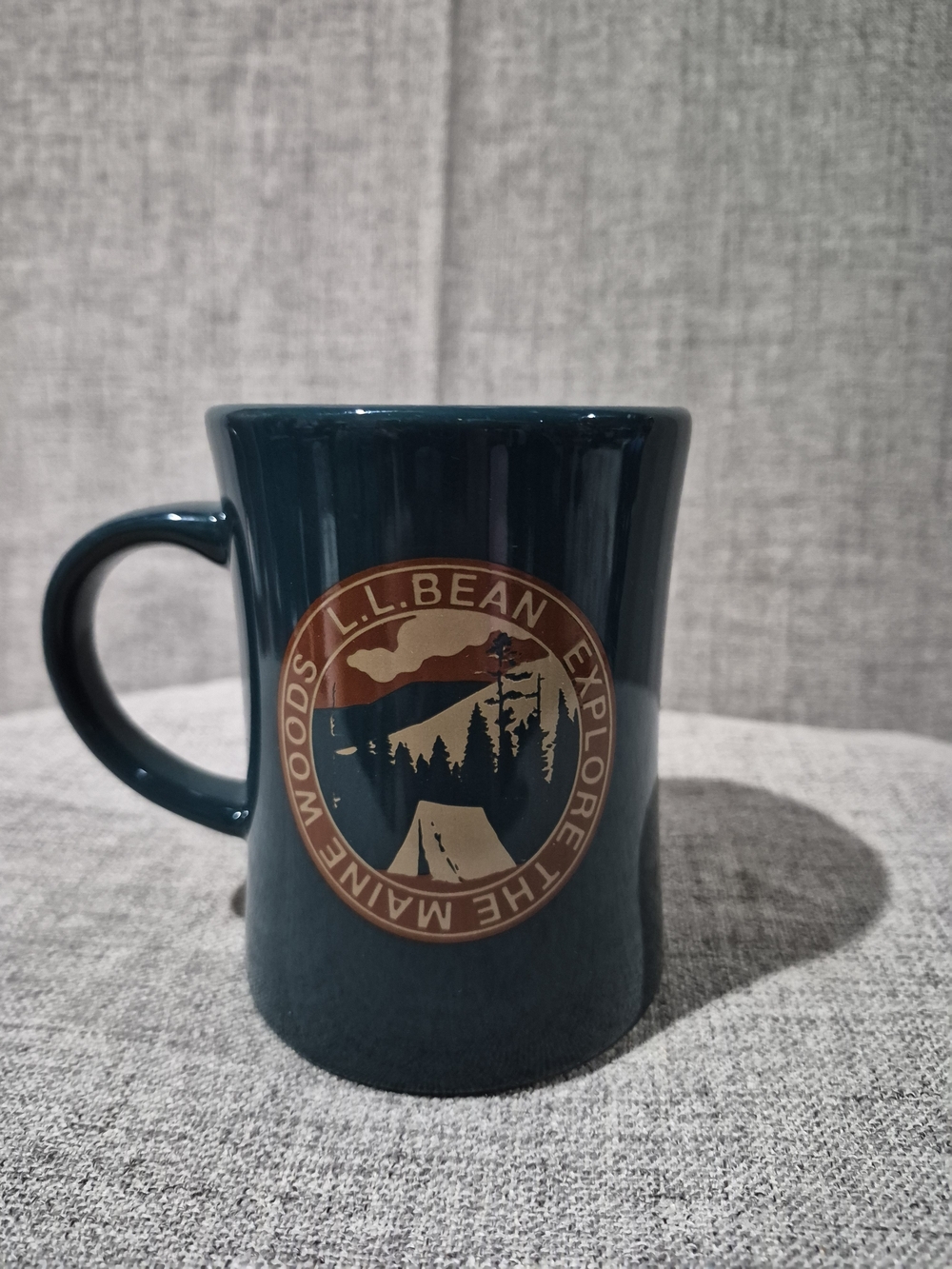 L.L.Bean Teal Camping Logo Ceramic Mug